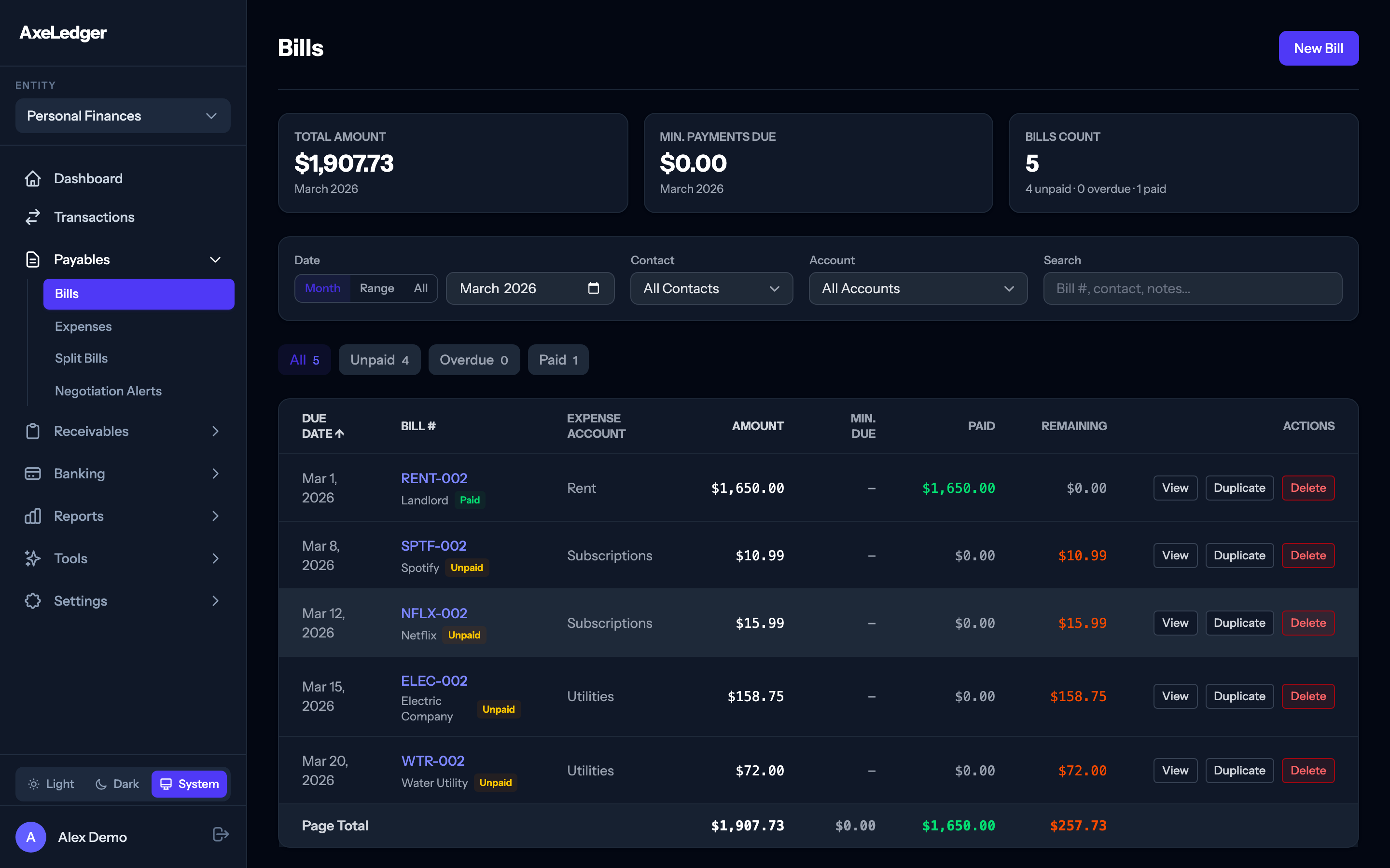 Bill tracking that actually works